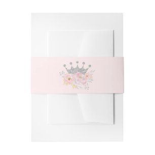 Cute Princess Blush Pink Silver Baby Girl Uitnodigingen Wikkel