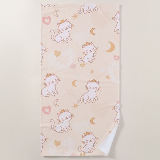 Cute Princess Cat Wearing Crown  Strandlaken (Voorkant)