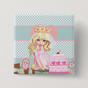 Cute Princess Child - so kawaii Vierkante Button 5,1 Cm