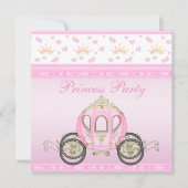 Cute Princess Coach Pink Birthday Party Kaart (Voorkant)
