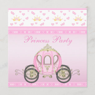 Cute Princess Coach Pink Birthday Party Kaart