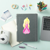 Cute Princess, Crown, Blonde Hair, roze dress Sticker (iPad Cover)