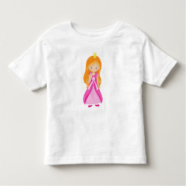 Cute Princess, Crown, Oranje Hair, roze dress Kinder Shirts