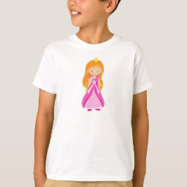 Cute Princess, Crown, Oranje Hair, roze dress T-shirt