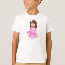 Cute Princess, Crown, Pink Dress, Brown Hair T-shirt