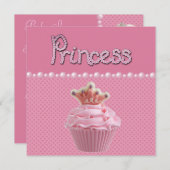 Cute Princess Cupcake Baby shower Kaart (Voorkant / Achterkant)