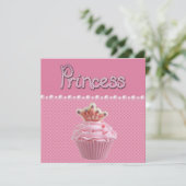 Cute Princess Cupcake Baby shower Kaart (Staand voorkant)