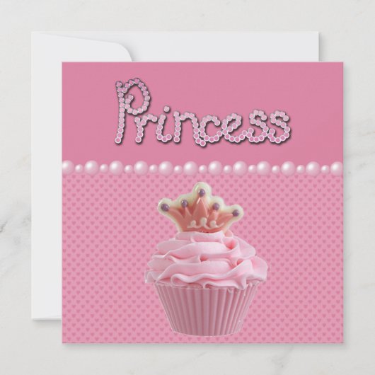 Cute Princess Cupcake Baby shower Kaart (Voorkant)