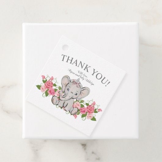 Cute Princess Elephant Baby Girl Shower Bedankjes Labels (In situ)
