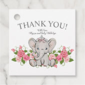 Cute Princess Elephant Baby Girl Shower Bedankjes Labels (Voorkant)