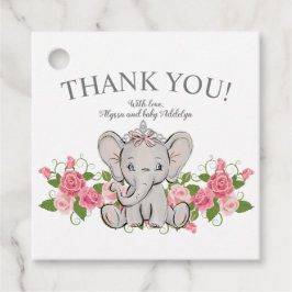 Cute Princess Elephant Baby Girl Shower Bedankjes Labels