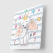 Cute Princess Elephant Vierkante Klok (Hoek)