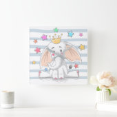 Cute Princess Elephant Vierkante Klok (Huis)
