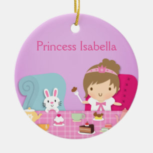 Cute Princess en Bunny Tea Party Girls Room Keramisch Ornament
