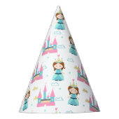 Cute Princess en Castle Pink and Blue Birthday Feesthoedjes (Voorkant)