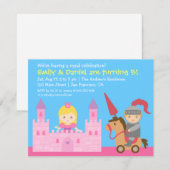Cute Princess en Knight Birthday Party Kaart (Voorkant / Achterkant)
