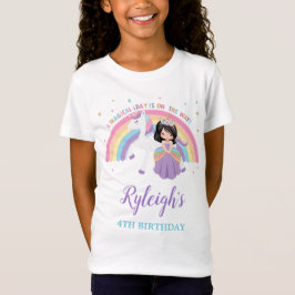 Cute Princess en Unicorn Rainbow Birthday Outfit T-shirt