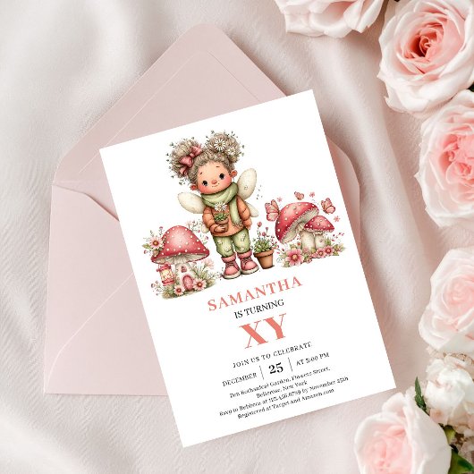 Cute Princess Fairy 1e Verjaardag Roze Uitnodiging