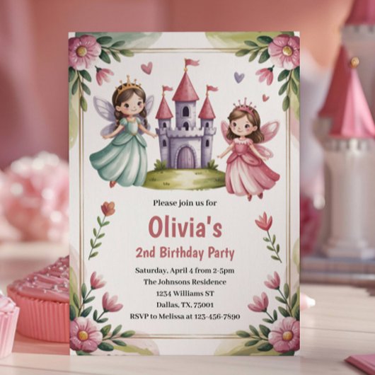 Cute Princess Fee 2e Verjaardagsfeestje Kaart