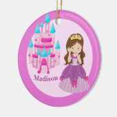 Cute Princess Girl Aangepast Kinder Roze Kerstmis Keramisch Ornament (Links)