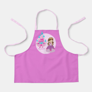 Cute Princess Girl Castle Pink Monogram Kinder Schort