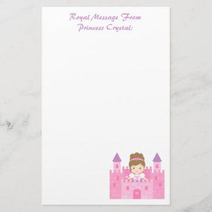 Cute Princess Girl in Pink Castle Briefpapier