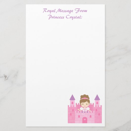 Cute Princess Girl in Pink Castle Briefpapier (Voorkant)
