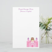 Cute Princess Girl in Pink Castle Briefpapier (Staand voorkant)