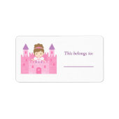 Cute Princess Girl in Pink Castle Etiket (Voorkant)