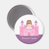 Cute Princess Girl in Pink Castle Fairytale Magneet (Voorkant / Achterkant)
