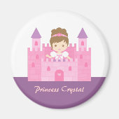 Cute Princess Girl in Pink Castle Fairytale Magneet (Voorkant)