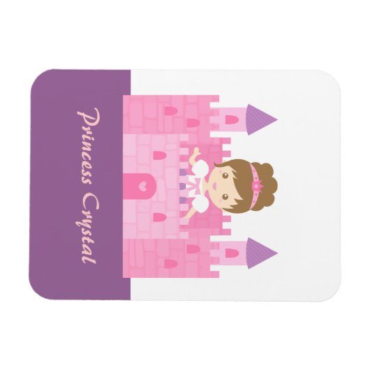 Cute Princess Girl in Pink Castle Fairytale Magneet (Horizontaal)