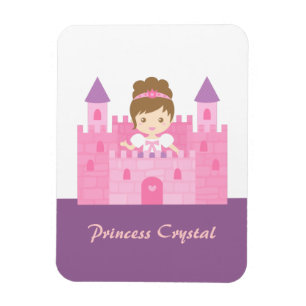 Cute Princess Girl in Pink Castle Fairytale Magneet