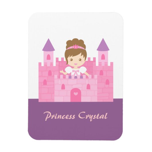 Cute Princess Girl in Pink Castle Fairytale Magneet (Verticaal)