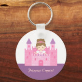 Cute Princess Girl in Pink Castle Fairytale Sleutelhanger (Voorkant)