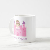 Cute Princess Girl in Pink Castle Koffiemok (Voorkant links)
