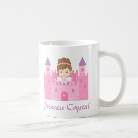 Cute Princess Girl in Pink Castle Koffiemok (Rechts)