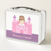 Cute Princess Girl in Pink Castle Personalized (Achterkant)