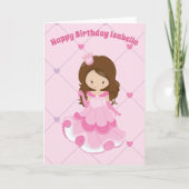 Cute Princess Girl Pink Custom Kinder Happy Birthd Kaart (Voorkant)