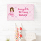 Cute Princess Girl Pink Custom Kinder Happy Birthd Spandoek (Insitu)
