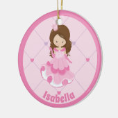 Cute Princess Girl Pink Custom Photo op Terug Keramisch Ornament (Links)
