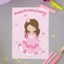 Cute Princess Girl Pink Kinder Custom Happy Birthd