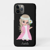 Cute Princess Holding een ventilator op Black Case-Mate iPhone Case (Achterkant)
