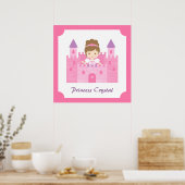 Cute Princess in Pink Castle Girls Bedroom Decor Poster (Keuken)