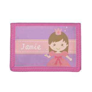 Cute Princess in Pink Little Girl Wallet Drievoud Portemonnee