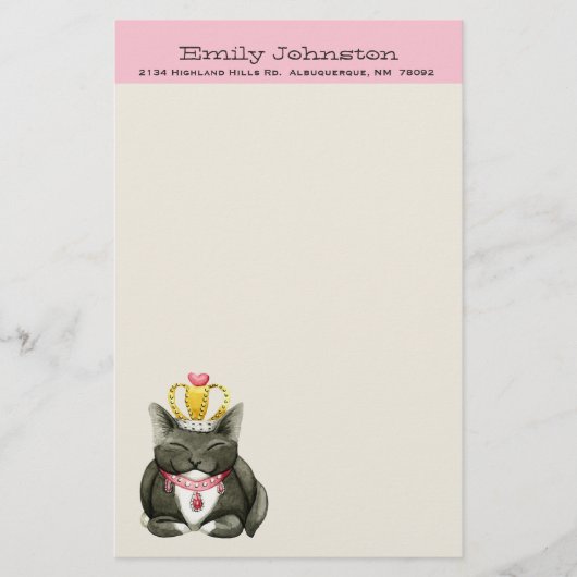 Cute Princess Kat Custom Stationery Briefpapier (Voorkant)