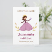 Cute princess met vlinder quinceanera save the date (Staand voorkant)