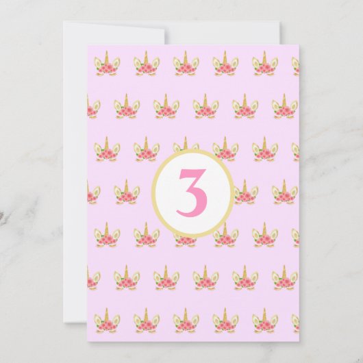 Cute Princess on Light Pink 3rd Birthday Party Kaart (Achterkant)