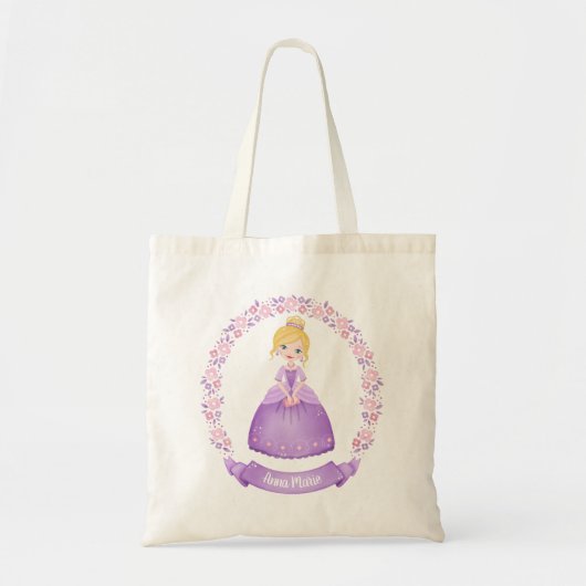 Cute Princess Paars Personalized Tote Bag (Voorkant)