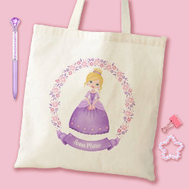 Cute Princess Paars Personalized Tote Bag